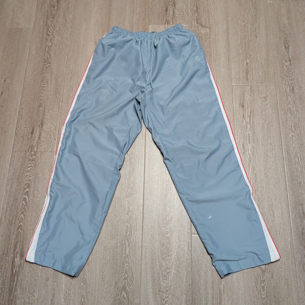 Vintage Wilson Track Pants Men L Light Blue Windbreaker Side Stripe Sporty Lined